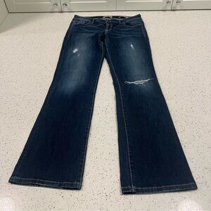Y2K GUESS "Boot Low" Low Rise Bootcut Distressed Dark Blue Jeans 30x32